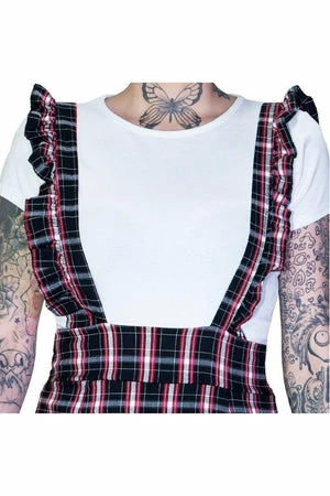 Dr Faust Dark Tartan Checked Pinafore Dress And T-Shirt Set - Romina - Image 3