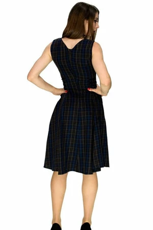 Dr Faust Dark Tartan Woven Midi Dress - Gracie - Image 2