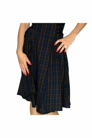 Dr Faust Dark Tartan Woven Midi Dress - Gracie - Image 3
