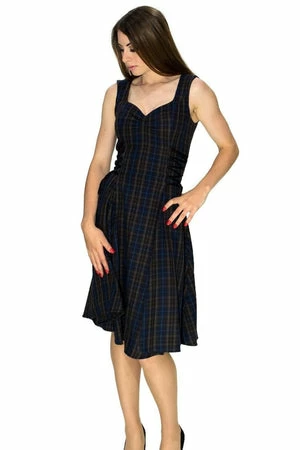 Dr Faust Dark Tartan Woven Midi Dress - Gracie