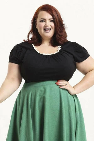Voodoo Vixen Debbie Daisy Trim Top Plus Size