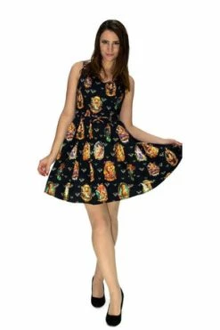 Dr Faust Diamonds And Characters Black Mini Dress - Ariana