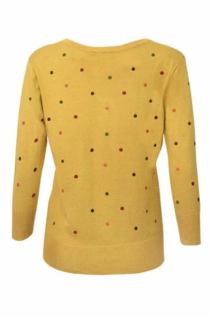 Voodoo Vixen Diana Mustard Polka Dot Cardigan - Image 5
