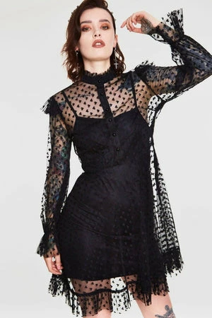 Jawbreaker Don't Mesh With My Heart Ruffled Skater Dress