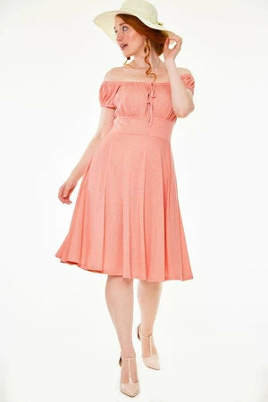 Voodoo Vixen Tessy Gathered Neckline Polka Dot Flare Dress - Image 4