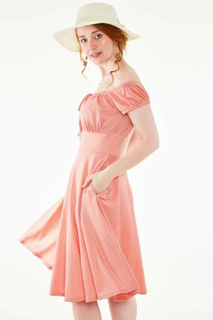 Voodoo Vixen Tessy Gathered Neckline Polka Dot Flare Dress - Image 3