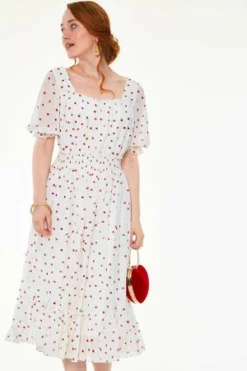 Voodoo Vixen Rosita Strawberry Print Sleeved Dress