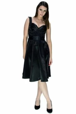 Dr Faust Draped Heart Silk Black Midi Dress - Julia
