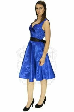 Dr Faust Draped Heart Silk Blue Midi Dress - Rylee