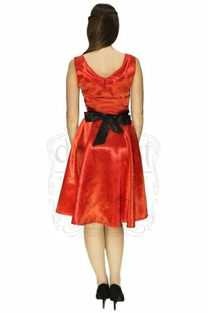 Dr Faust Draped Heart Silk Red Midi Dress - Cora - Image 2