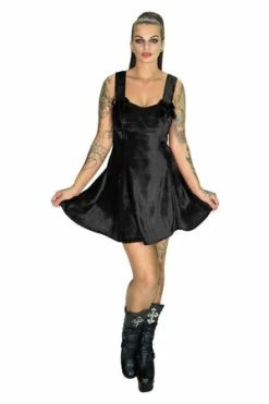 Dr Faust Elegant Black Halterneck Velvet Dress - Skylar