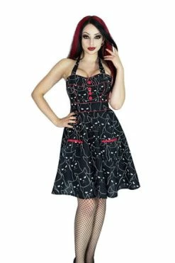 Dr Faust Evil Cats Black Mini Dress - Gatta