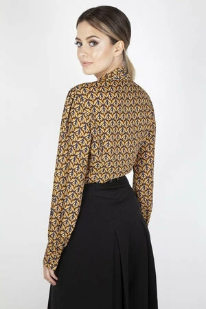 Voodoo Vixen Gabby Crepe Long Sleeve Bow Top - Image 2