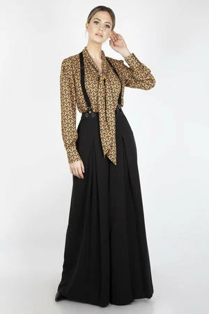 Voodoo Vixen Gabby Crepe Long Sleeve Bow Top - Image 5