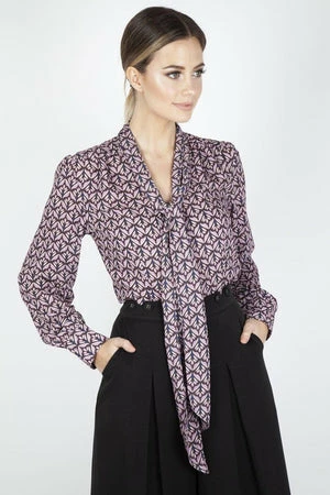 Voodoo Vixen Gabby Crepe Long Sleeve Bow Top - Image 6