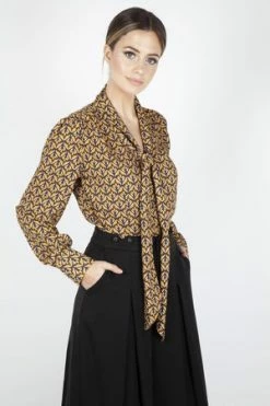 Voodoo Vixen Gabby Crepe Long Sleeve Bow Top