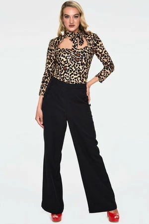Voodoo Vixen Gail Leopard Print Neck Tie Top - Image 4