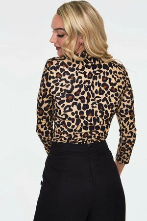 Voodoo Vixen Gail Leopard Print Neck Tie Top - Image 2