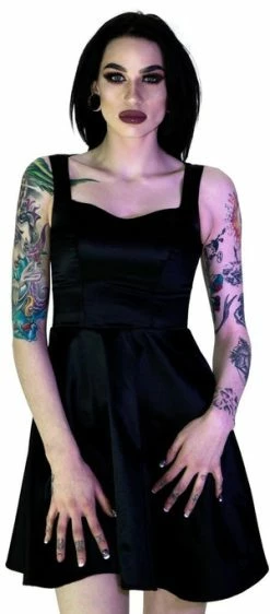 Dr Faust Gold Sequin Wings Black Silk Mini Dress - Hope