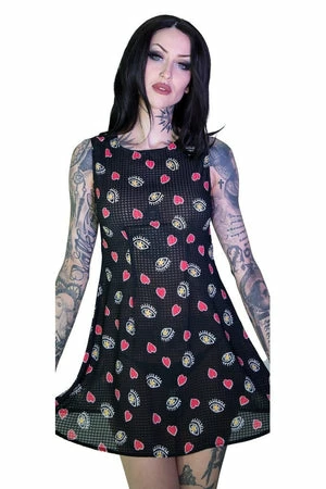 Dr Faust Hearts And Eyes Black Sheer Mini Dress - Camila - Image 2