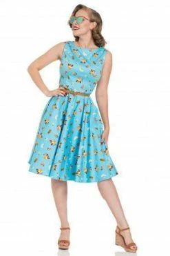 Voodoo Vixen Honey Flared Cat Print Dress