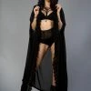 Burleska Hooded Gothic Victorian Cape In Black Chiffon