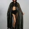 Burleska Hooded Gothic Victorian Cape In Black Spider Lace
