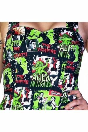 Dr Faust Horror B Movie Black Mini Dress - Myra - Image 3