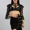 Burleska Ines Steampunk Bolero Shrug In Black Twill And Black Matte