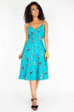 Voodoo Vixen Iris Cactus Print Wrap Dress