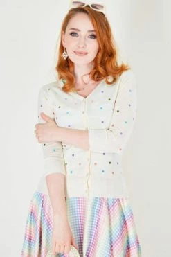 Voodoo Vixen Isla Pastel Polka Dot Cardigan