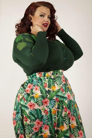 Voodoo Vixen Ivy Green Leaf Print Cardigan - Image 3