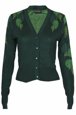 Voodoo Vixen Ivy Green Leaf Print Cardigan - Image 6