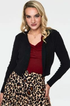 Voodoo Vixen Jazmine 1940s Heart Knit Cardigan