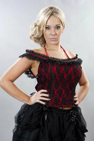 Burleska Jessie Victorian Vintage Top In Lycra And Lace Overlay - Image 7