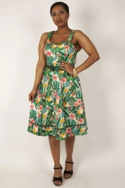 Voodoo Vixen Jinkx Floral Tropical Print Dress