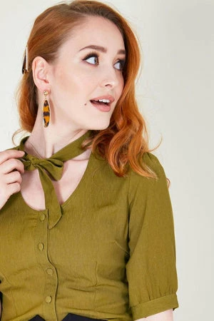 Voodoo Vixen Katherine 40s Style Green Blouse - Image 4