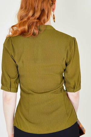Voodoo Vixen Katherine 40s Style Green Blouse - Image 2
