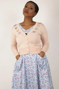 Voodoo Vixen Kim Love Heart Print Cardigan