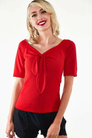 Voodoo Vixen Knit Pullover Front Tie Top - Image 3