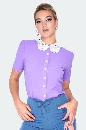 Voodoo Vixen Lace Collar SS Blouse