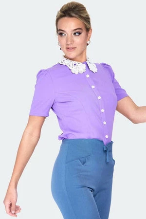 Voodoo Vixen Lace Collar SS Blouse - Image 3