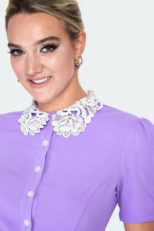 Voodoo Vixen Lace Collar SS Blouse - Image 4