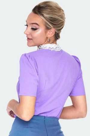 Voodoo Vixen Lace Collar SS Blouse - Image 2