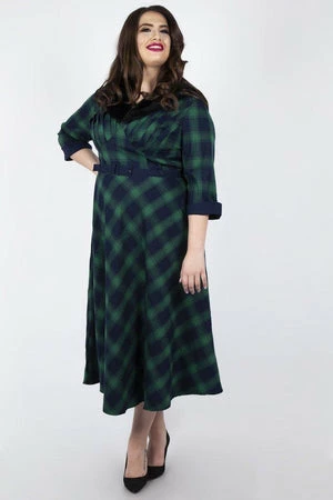 Voodoo Vixen Lola Tartan Dress - Removable Fur Collar - Image 8