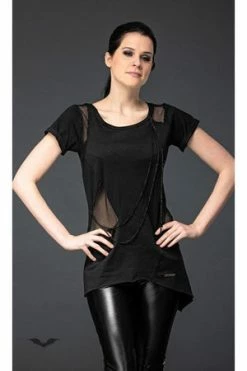 Queen Of Darkness Long Top With Mesh Inserts