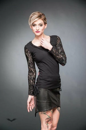 Queen Of Darkness Longsleeve Top With Lace Sleeves - Image 3