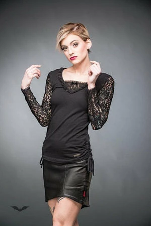 Queen Of Darkness Longsleeve Top With Lace Sleeves