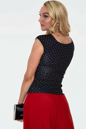 Voodoo Vixen Maddie Black Polka Dot Keyhole Top - Image 2