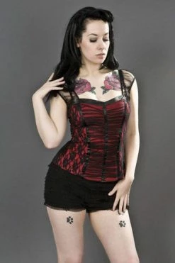 Burleska Maria Cotton Gothic Top With Black Lace Overlay